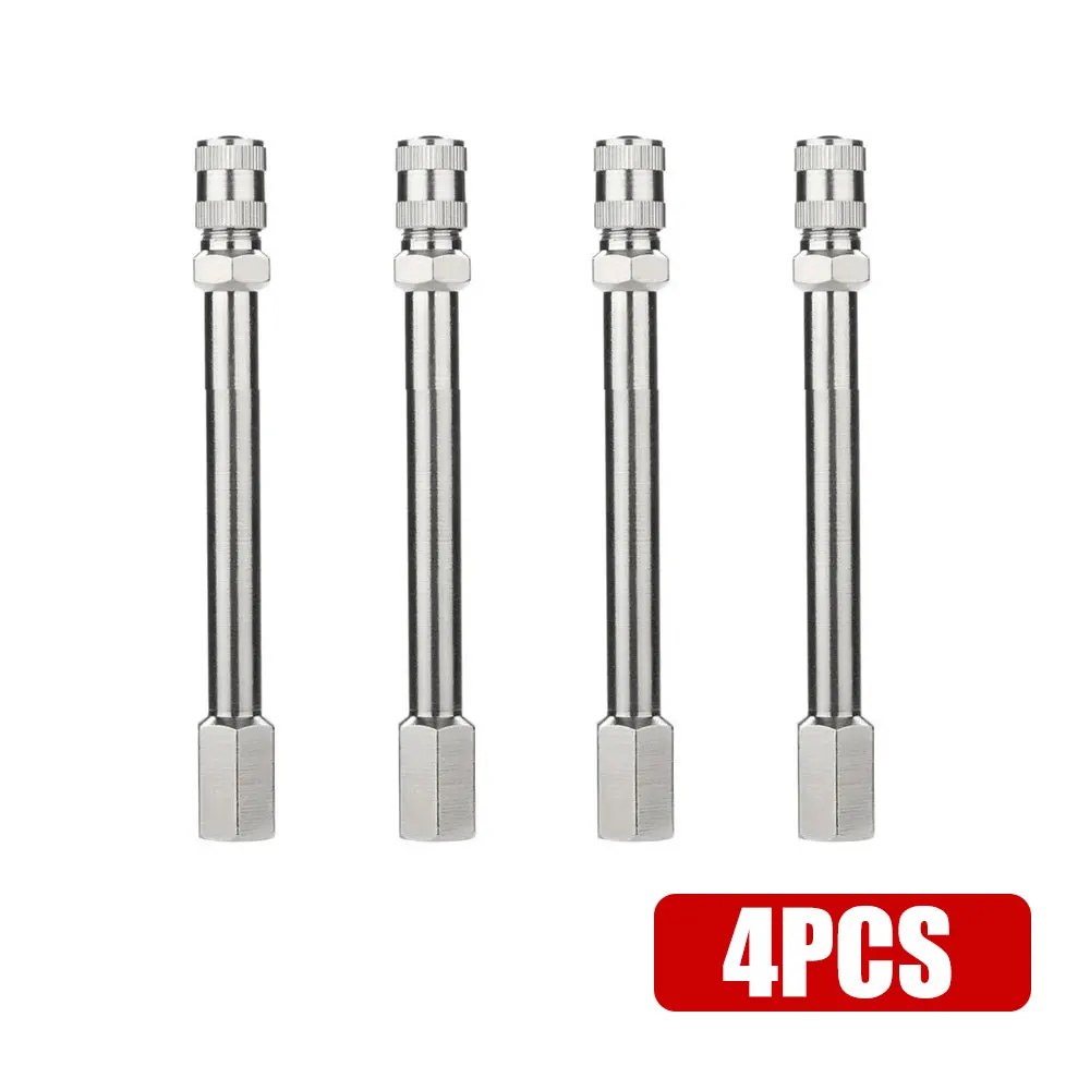 

4pcs Car Auto Valve Core Adapter Car Tire Inflation Rod Car Tire Tyre Valve Stem Extension Rod Multifunctional Tire Accessories