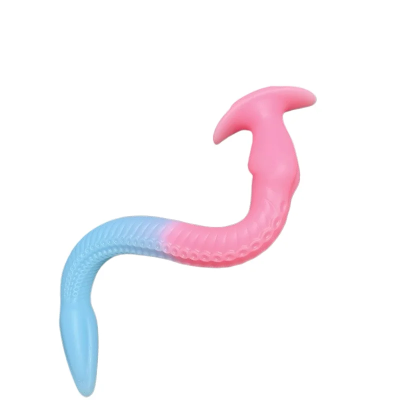 Gradient-coloured extra-long anal flogger,octopus anal plug,silicone soft deep-insertion male masturbator,female adult sex toy18