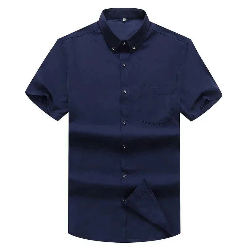 plus size 14XL 160kg high quality summer men formal shirt short sleeve dress wedding shirts business navy blue purple shirt