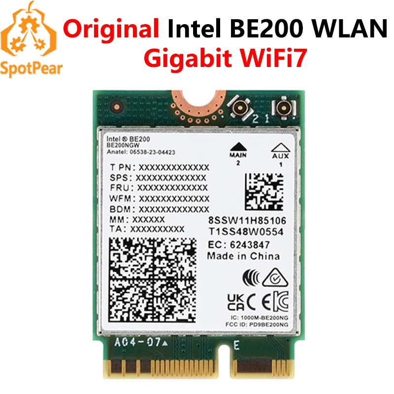 Intel BE200 Wireless WLAN Card Gigabit Tri-Band WiFi7 Bluetooth 5.4 M.2 MU-MIMO IEEE 802.11