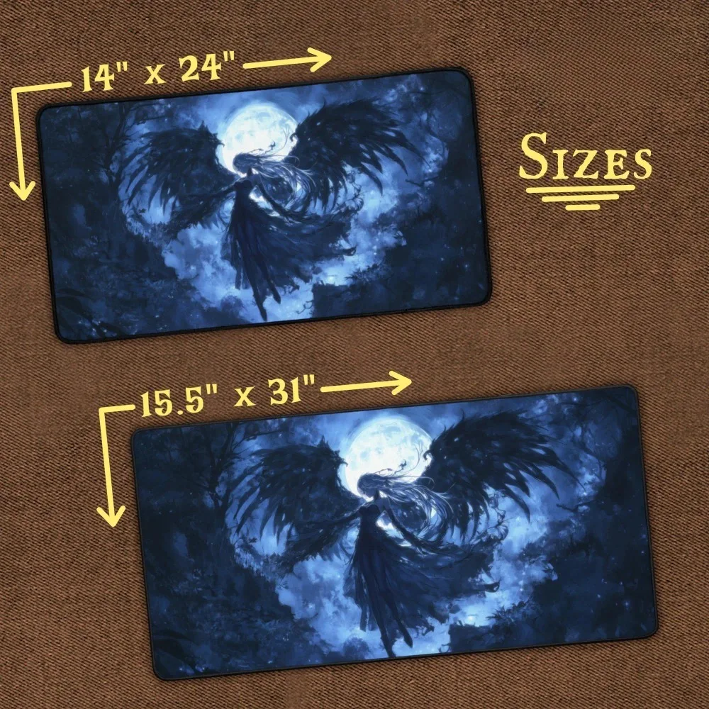 Fairy TCG Playmat | Winged Fantasy Creature Card Game Mat Blue Moon Magical Artwork Enchanted Tabletop Gaming Mat pc accessories