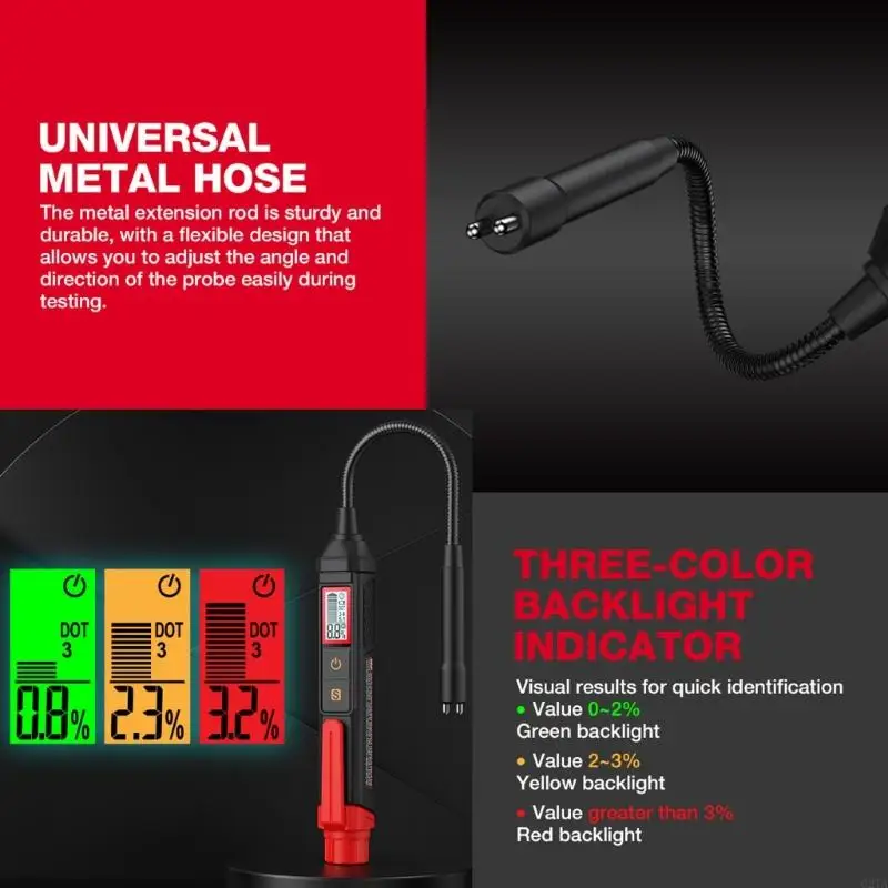 Testeur liquide frein numérique Alertes LED Easy Carry Brake Huile Tester pour les véhicules