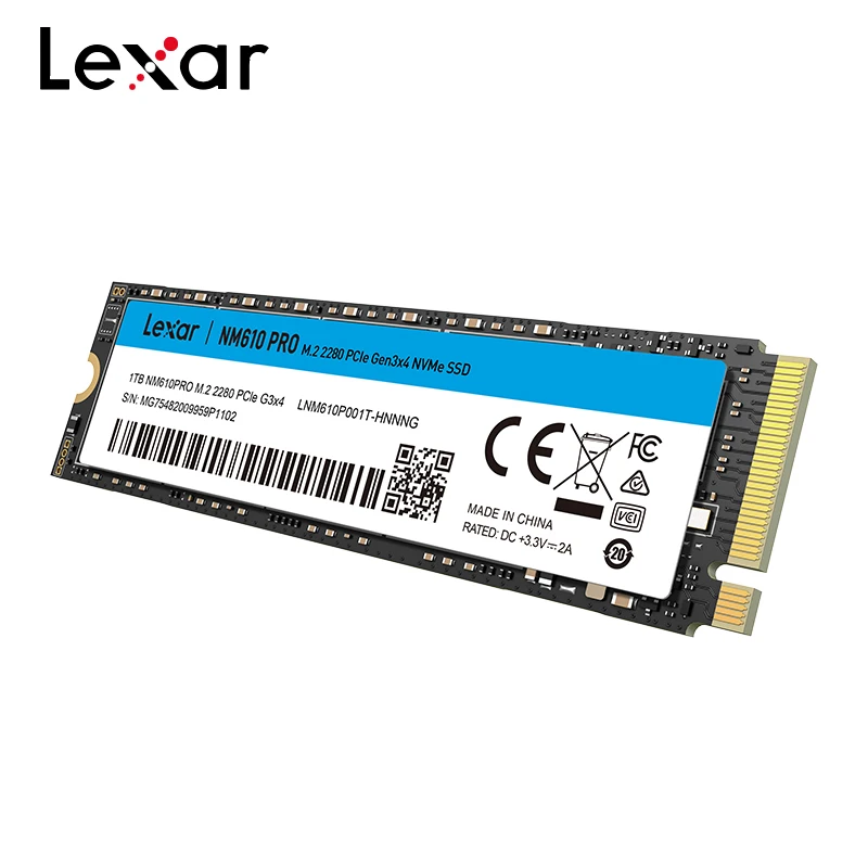 Lexar SSD 500GB 1TB 2TB PCIe Gen3 M.2 2280 NM610 Pro Internal Solid State Disk High Speed 3300MB/s Hard Disk for Laptop Desktop