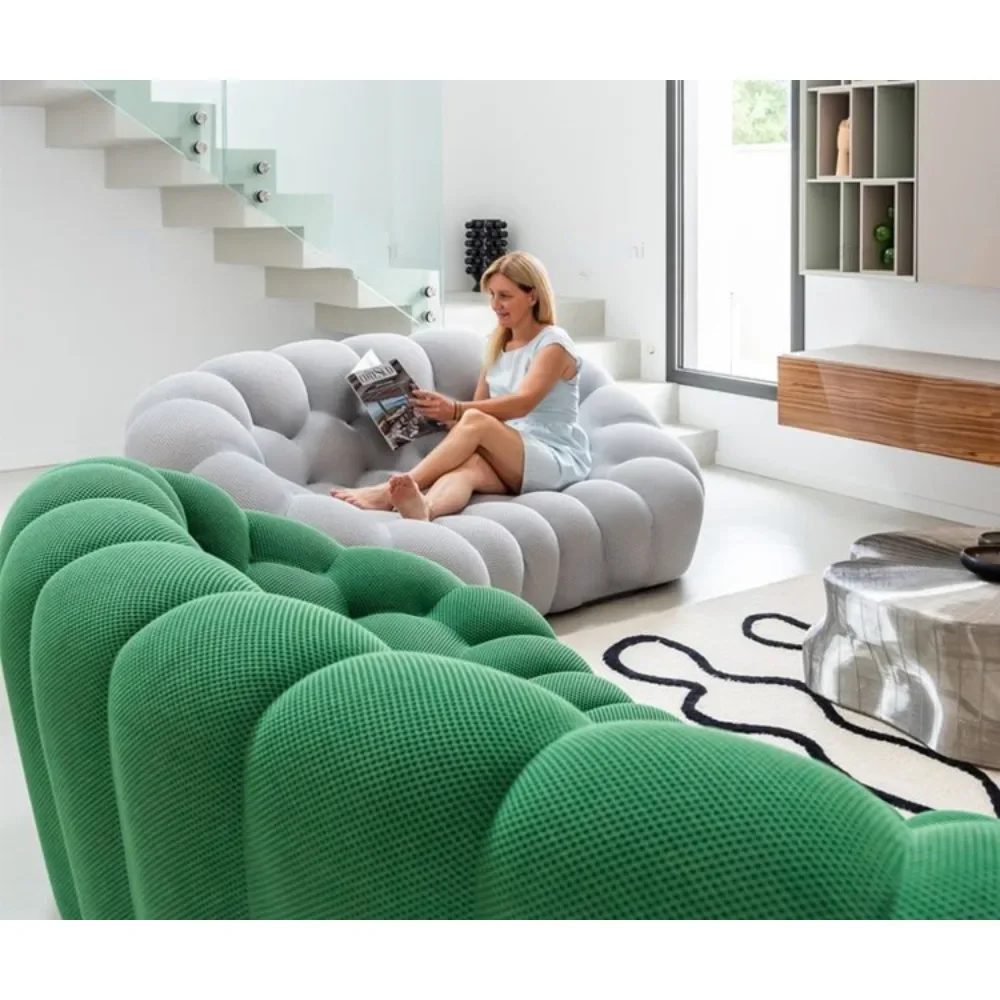 Unique Style France Salon  Couch Furniture Green 3 Seater Honeycomb Modern Bubble Sofa