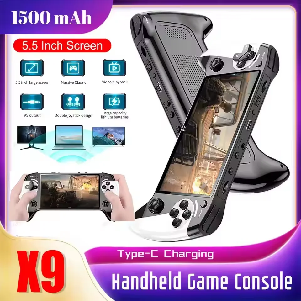 

Портативная игровая консоль с экраном 5,5 дюйма, ретро игровая консоль в стиле ретро, 2000 мАч, 30000+ игр, портативный игровой плеер для детей и взрослых