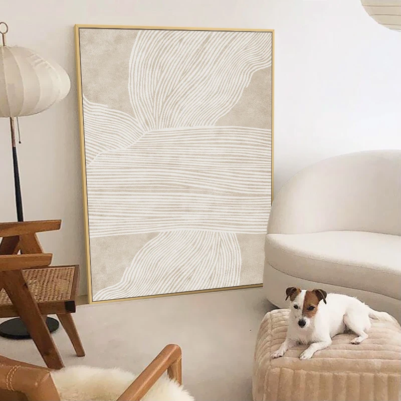 Modern Abstract Painting, Striped Poster Printing Mural, Line Aesthetics, Abstract Painting Decoration of Living Room Sofa Ba