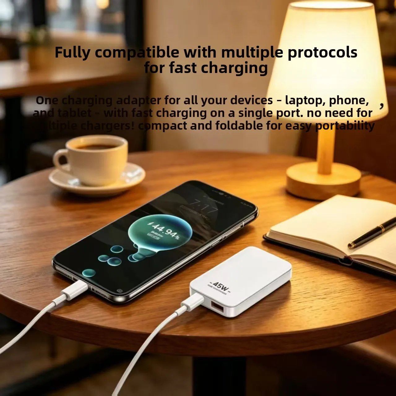 Ultra Thin 45W GaN Travel Charger Quick Charge 4.0 PD3.0 PPS Portable Type C Charger For iPhone Samsung Macbook Laptop view 5