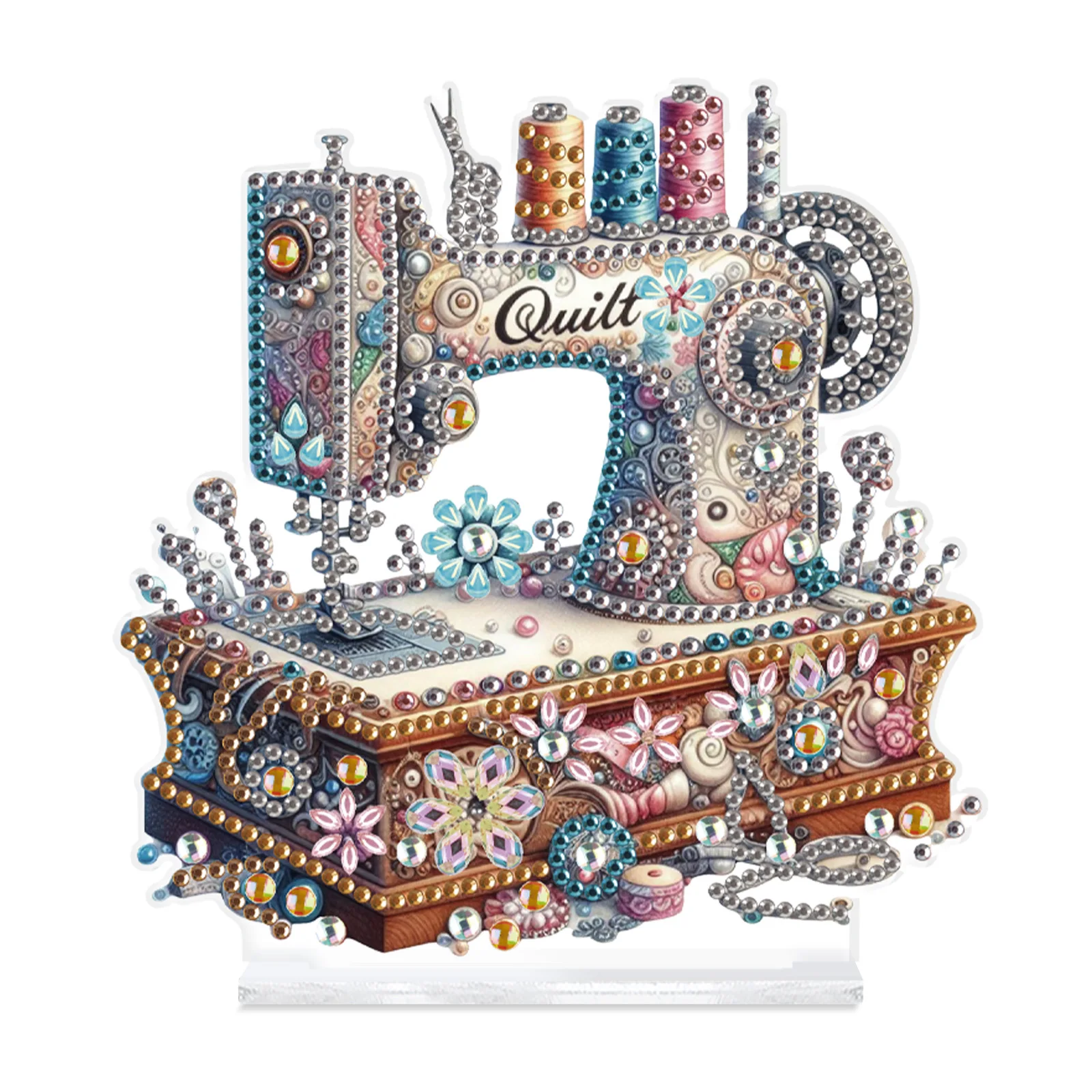 Diamond Art Painting Desktop Ornament Kits for Adults,sewing machine DIY Special Shape Diamond Art Tabletop Decor for Home Gift