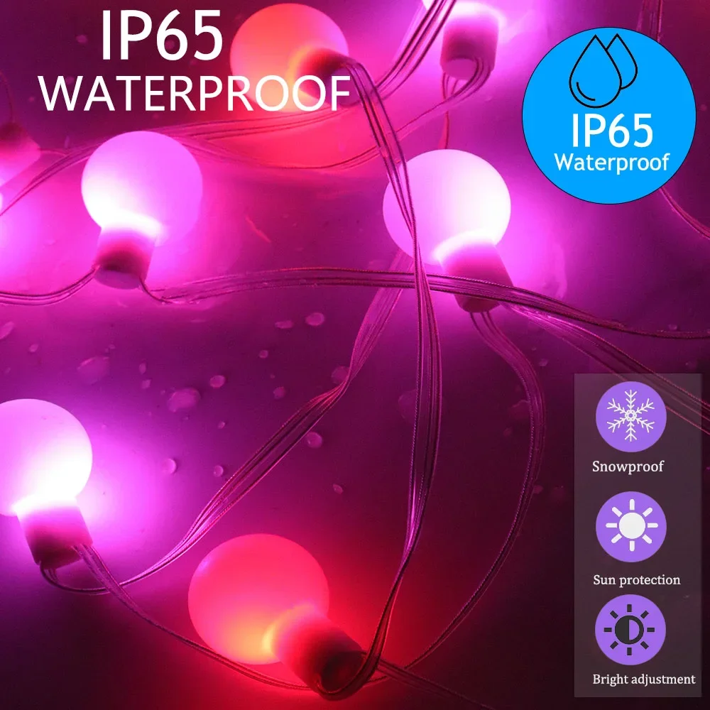 LED Fairy Light String USB DC5V Dreamy Color RGB IC LED Round Ball String Light Christmas Party Birthday Decoration Light