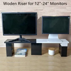 Soporte de Monitor Dual para escritorio, longitud ajustable de 12 a 24 pulgadas, soporte de Monitor de computadora de escritorio grande para 2 pantallas, estante de escritorio