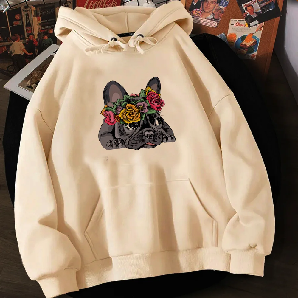 Sudaderas con capucha de Bulldog para mujer, Jersey japonés de los años 90, Camisa con capucha Kawaii para mujer