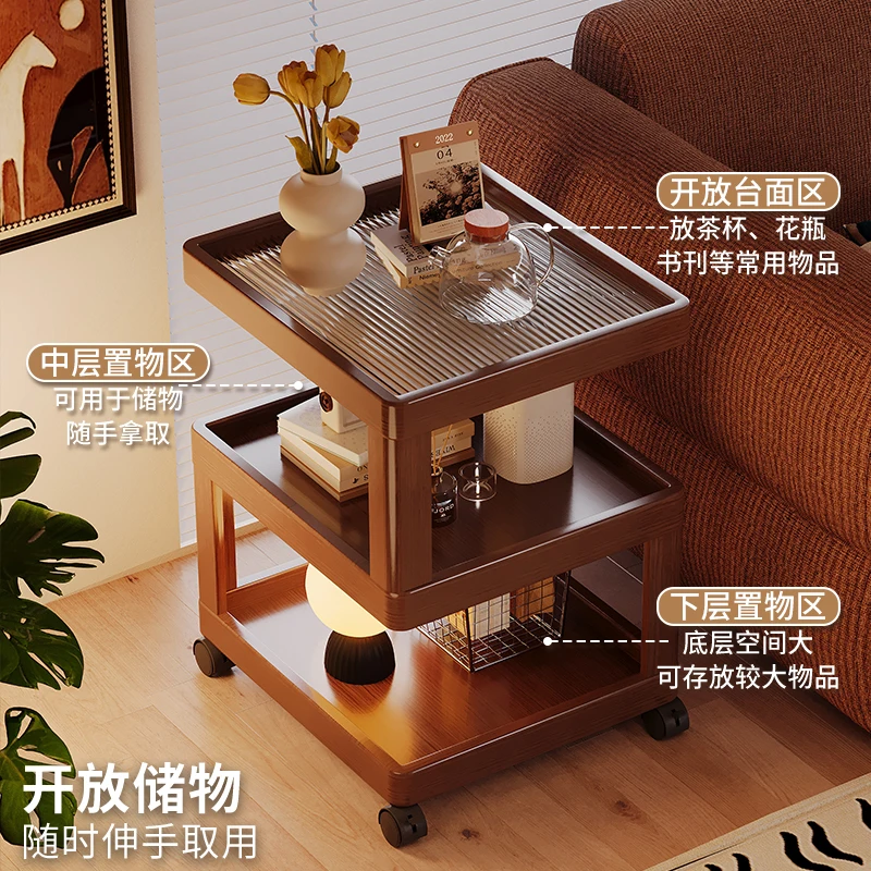 Couch side living room solid wood movable bedside table small apartment creative side cabinet antique