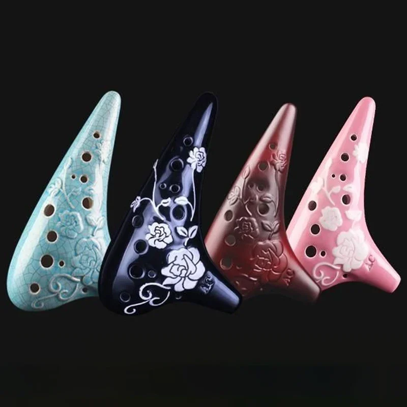 Cute Ocarina 12 Hole Alto C Tone Professional Ocarina Luxury Beginner Tuning Player Relief Sculpture Orff Music Instruments