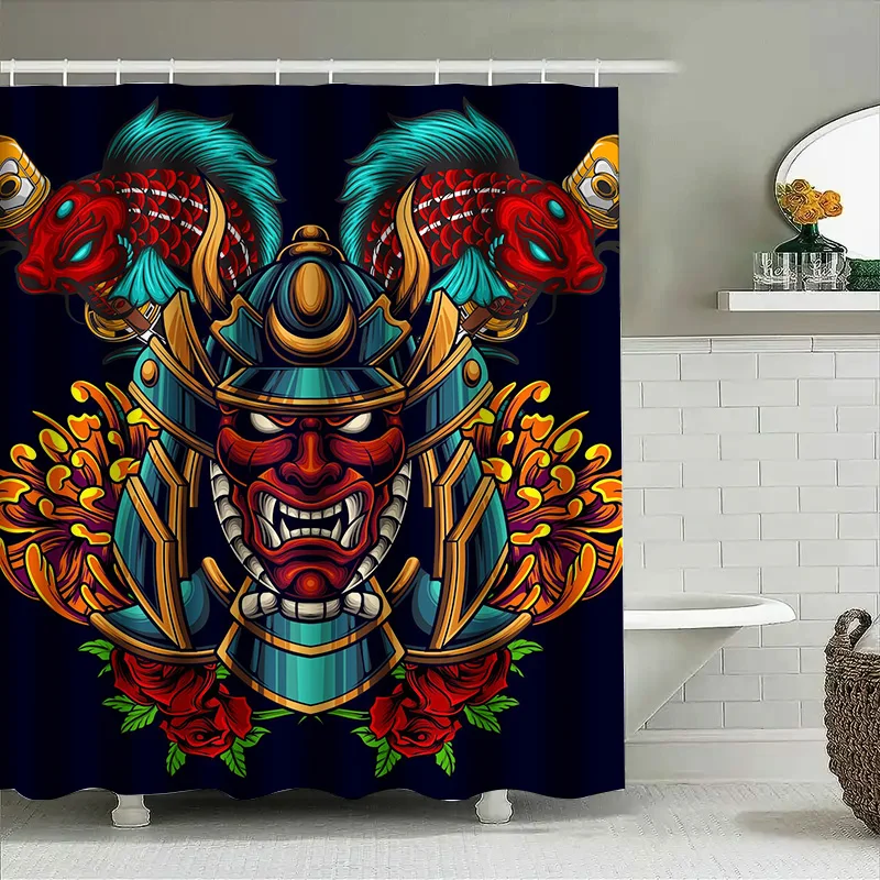 

Tuniu Samurai Warrior японский стиль занавеска для душа красная роза декоративный декор комнаты настенное искусство