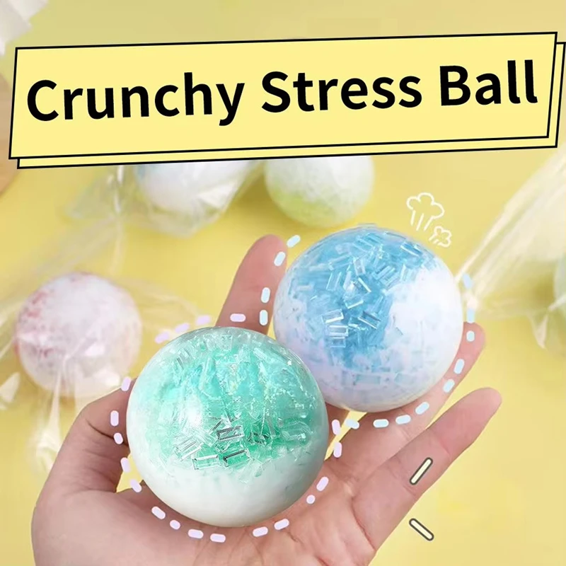 Soft Crushed Ice Squeeze Ball Toy TPR Shapeable Stress Relief Toy Crystal Ice Cracked Sensory Fidget Toy For Stress Anxiety Toys