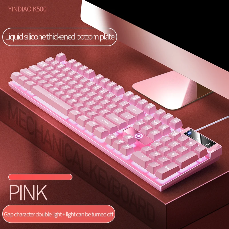 Whxmsh Gaming-Tastatur mit 104-Tasten, kabelgebundene Tastatur, farblich abgestimmt, Hintergrundbeleuchtung, mechanisches Gefühl, Computer-E-Sport-Peripheriegeräte für Desktop-Laptops 8