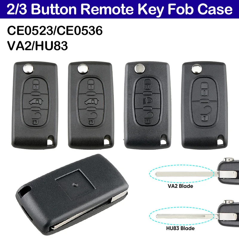 Funda para mando a distancia de coche con 2/3 botones para Citroen C2 C3 C4 C5 C6 DS3 Berlingo para Peugeot Partner Expert CE0536 CE0523 Accesorios