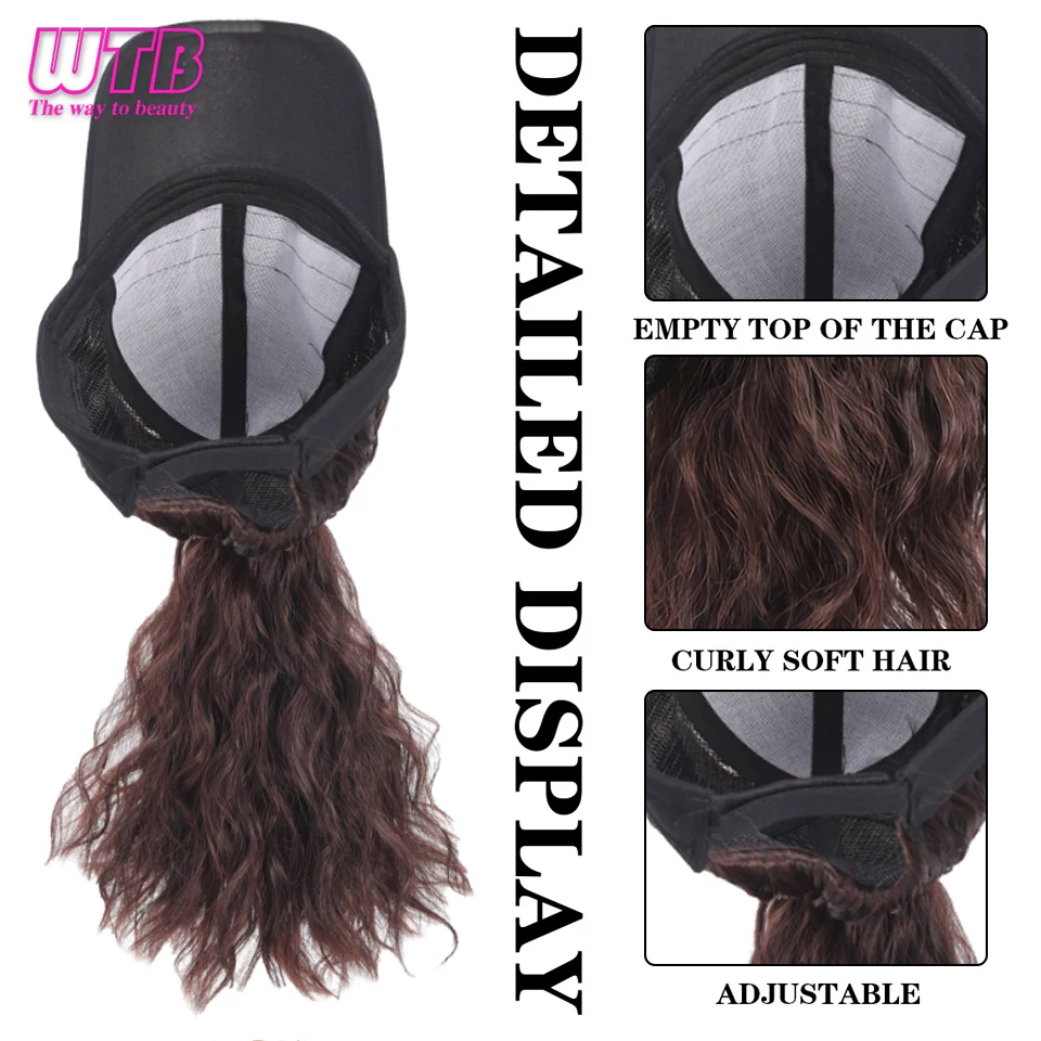 Hat With Hair Attached For Women Ponytail Curly Hair Hair Wig With Hair Cap Styling Baseball Baseball Cap Ponytail Hat Wig