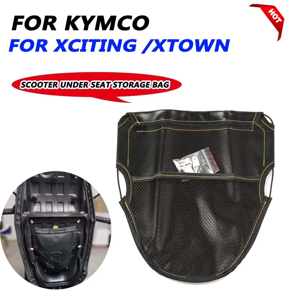 For KYMCO XCITING 250 300 400 s400 CT250 CT300 Downtown 300i PU Leather Motorcycle Seat Bag Scooter Under Seat Storage Pouch Bag