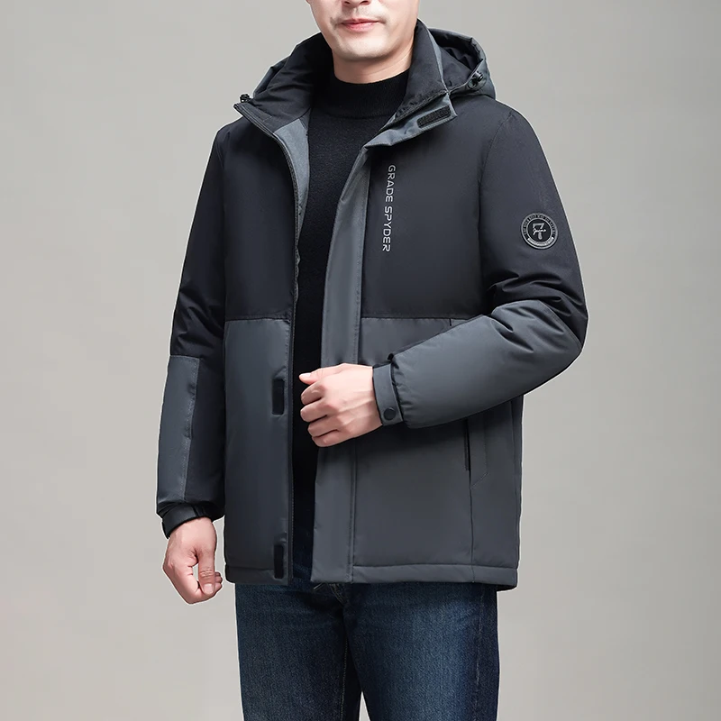 

Men's Casual Fashion Thick Winter Parkas Male Overcoat Warm Windproof Parka Mens Hooded Casual Outwear Warm Outfits Parkas Coat
