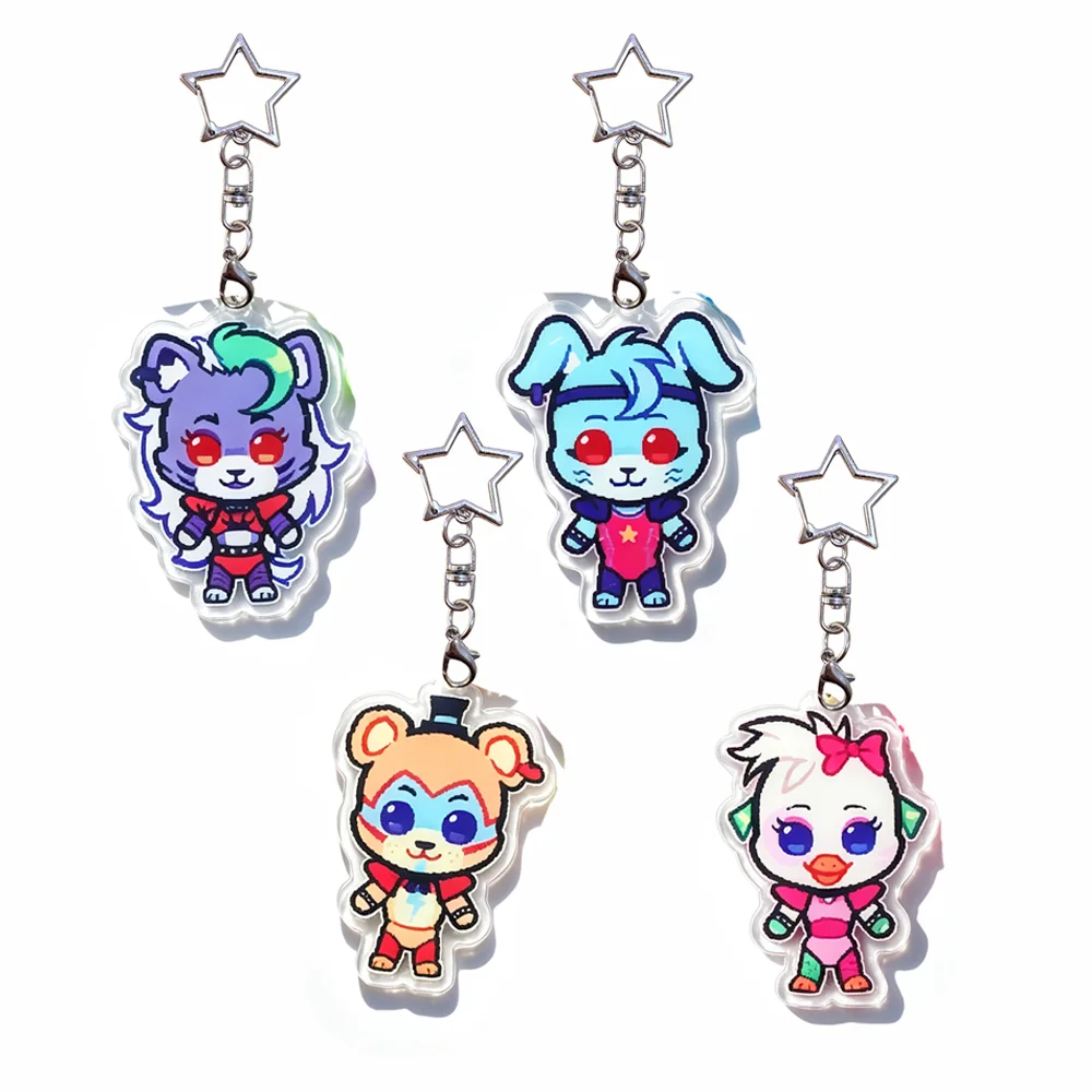 for FNAF Game New Peripheral Roxanne Wolf Bonnie Freddy Chica Acrylic Keychain Backpack Accessories Q Version Exquisite Gift