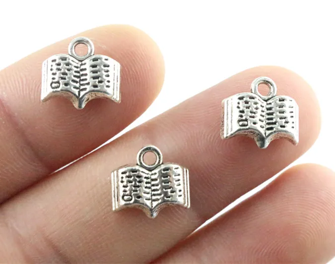 12x11mm 30pcs Antique Silver Plated Book Handmade Charms Pendant:DIY for bracelet necklace-Q4-42