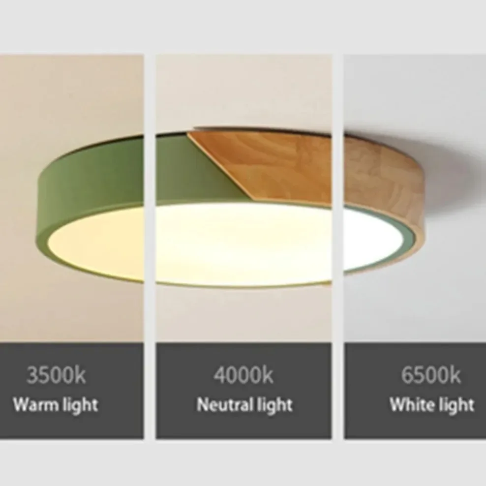 

Macaron LED Ceiling Light Modern Simple Circular Wood Grain Ceiling Light Living Room Bedroom Balcony Indoor Decoration