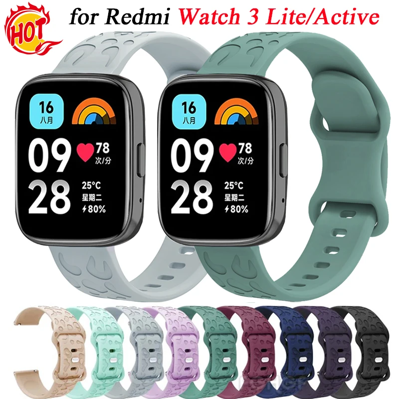 

Силиконовый ремешок с гравировкой для Redmi Watch 3 Active, сменный Браслет для Xiaomi Redmi Watch 3 Lite 18 мм 20 мм 22 мм