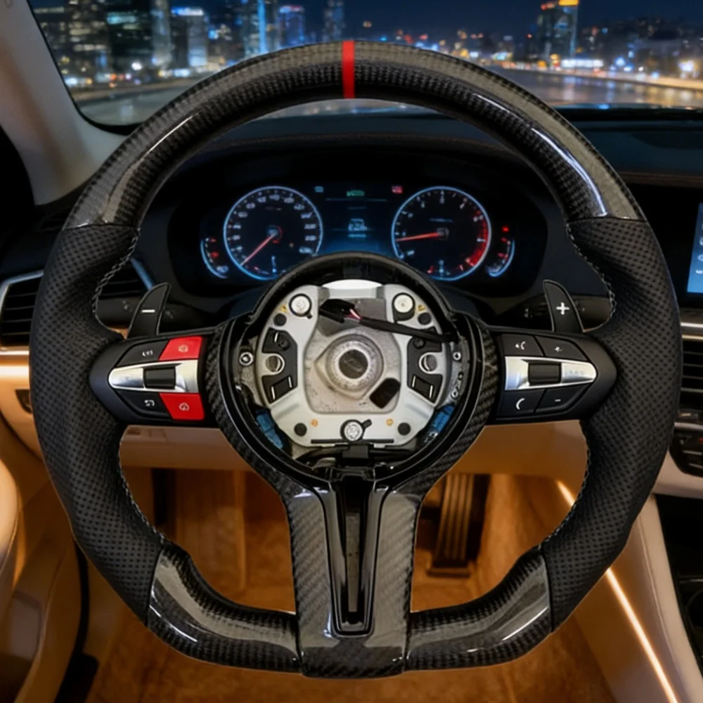 

Modified Steering Wheel F10 F31 F20 F25 F22 F36 F33 F32 F80 F82 F11 F18 F01 F90 M Sport Carbon Fiber Leather For BMW F30