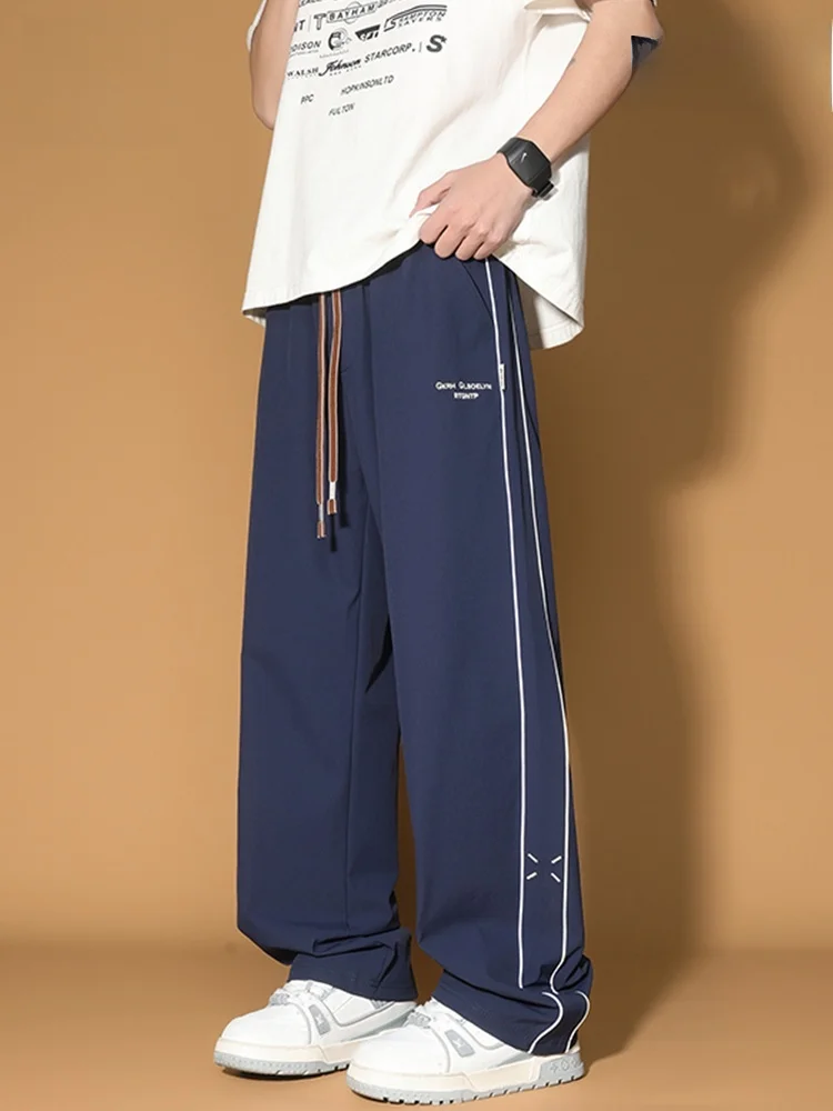 KITH الرجال عارضة الحرير الجليد مستقيم الساق السراويل الأمريكية شارع العليا السراويل الطويلة Faionable الشباب ربيع الخريف ارتداء