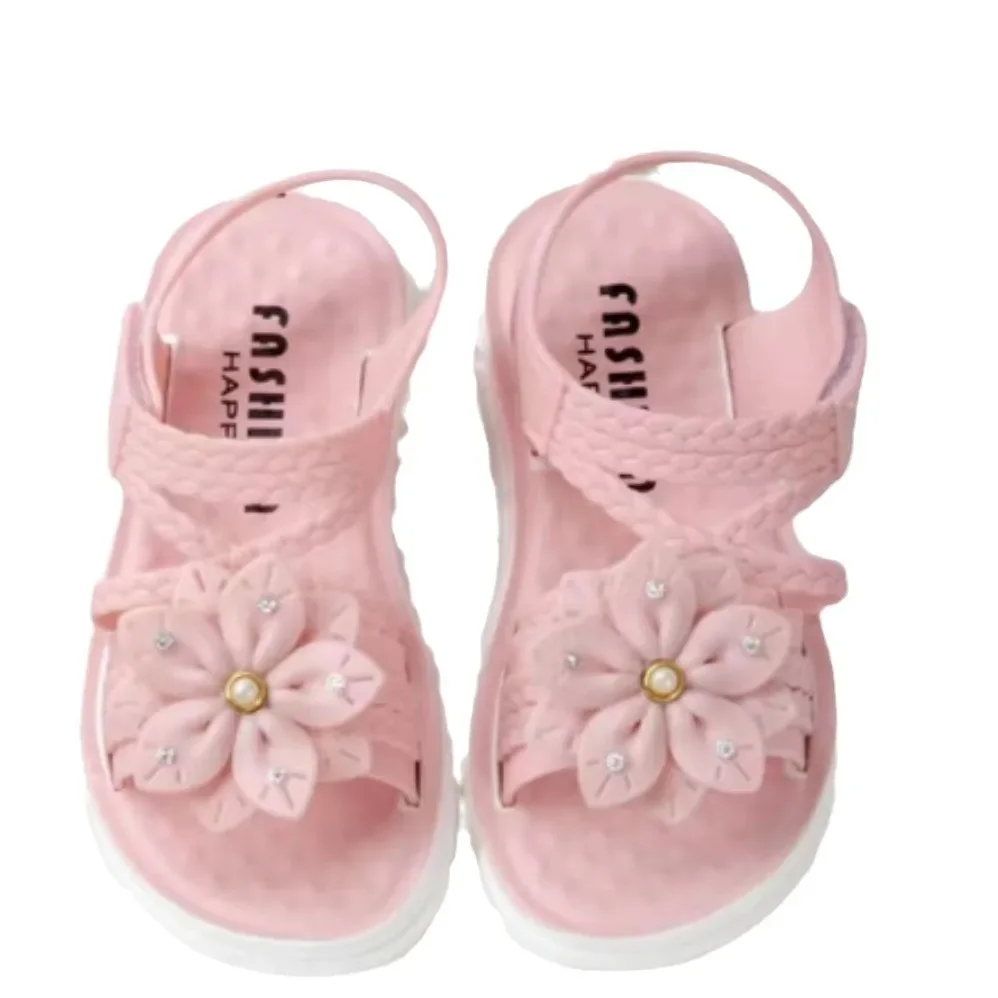 2024 Summer New Girls Sandals Kids Floral Sandals with 1 Flower Princess Sweet for Wedding Party Dress Shoes Kids Sandals 12-25