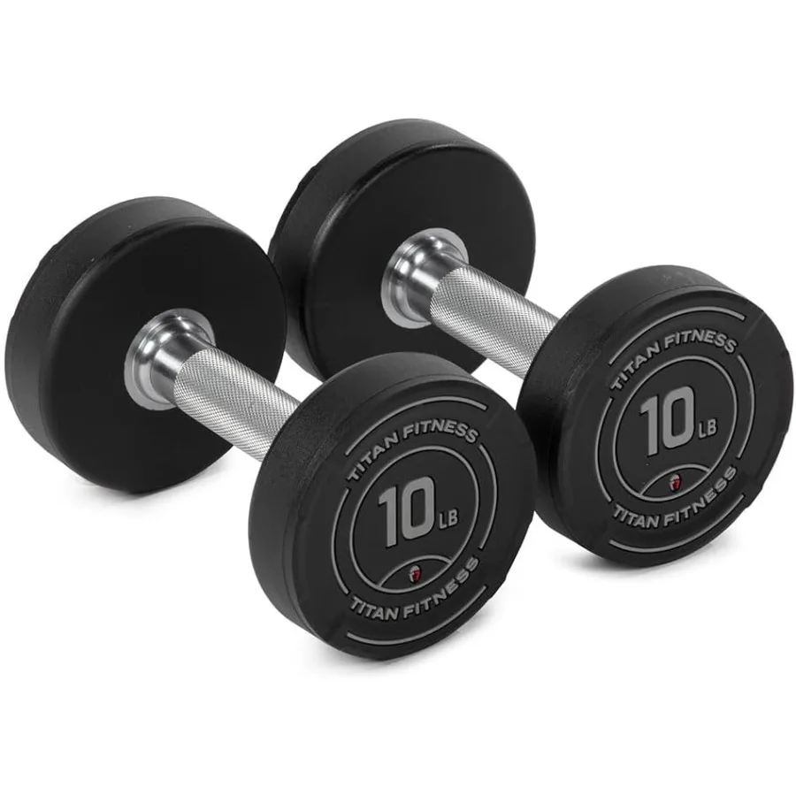 دمبل يوريتان مستدير مع تخريش بركان متوسط وقبضة 33 مم لتدريب القوة الفعالة والتي تتميز بوزن سهل القراءة