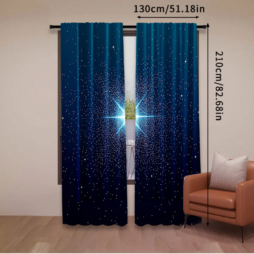 2Pcs Star Night Curtain Holy Christmas Star Blue Starry Sky Christmas Nativity Scene Star For Living Room Bedroom