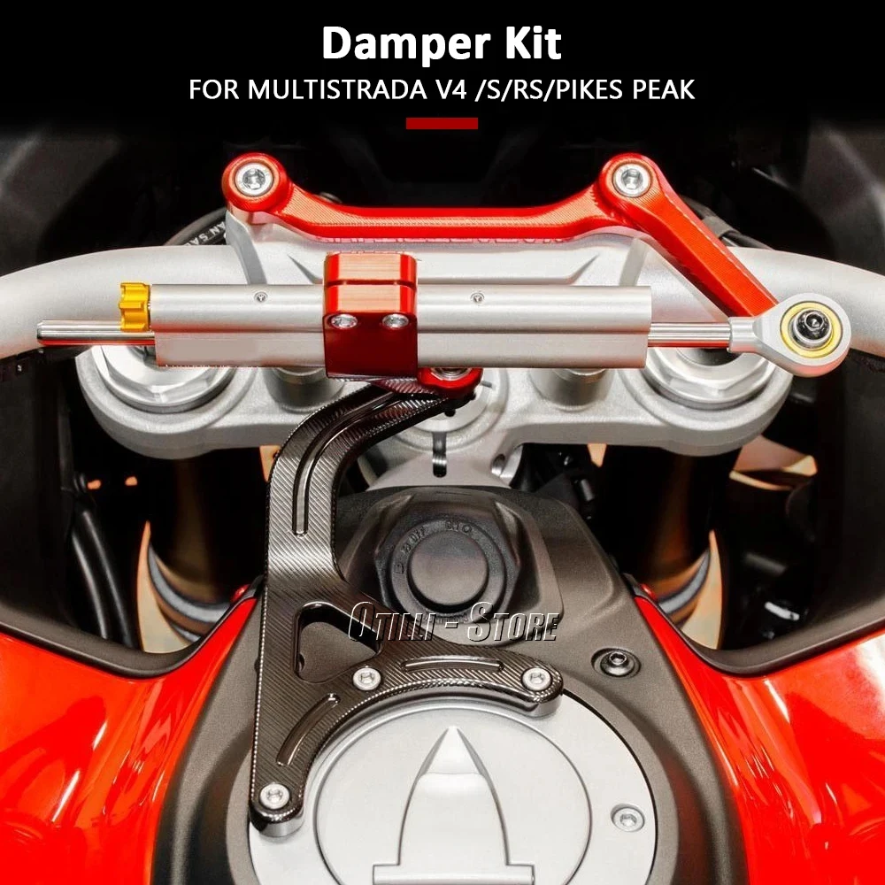 

For Ducati Multistrada V4 S 2021-2024 MULTISTRADA V4 RS Pikes Peak Motorcycle Steering Stabilize Damper Bracket With Logo Kit