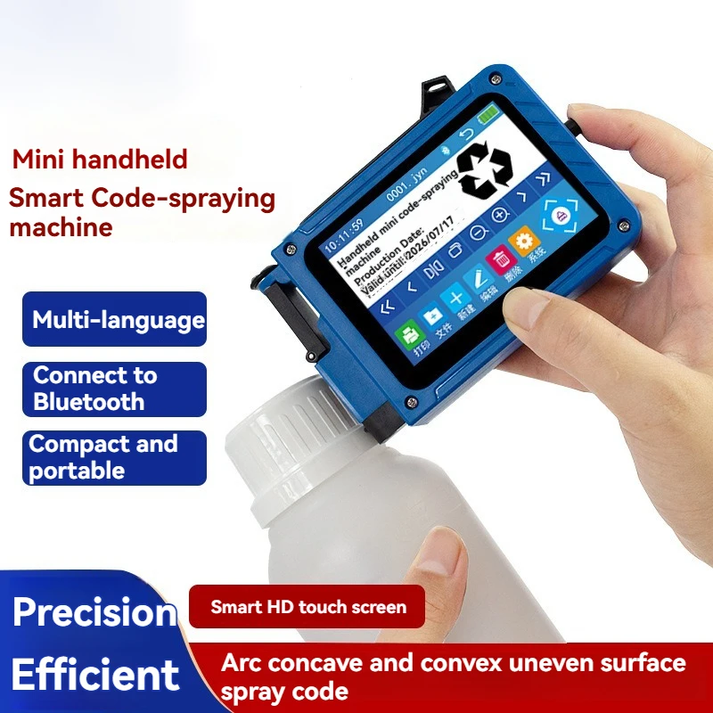 Handheld Mini Intelligent Inkjet Printer Flat Surface Date Multi-Language Support Portable Desktop Printing Machine