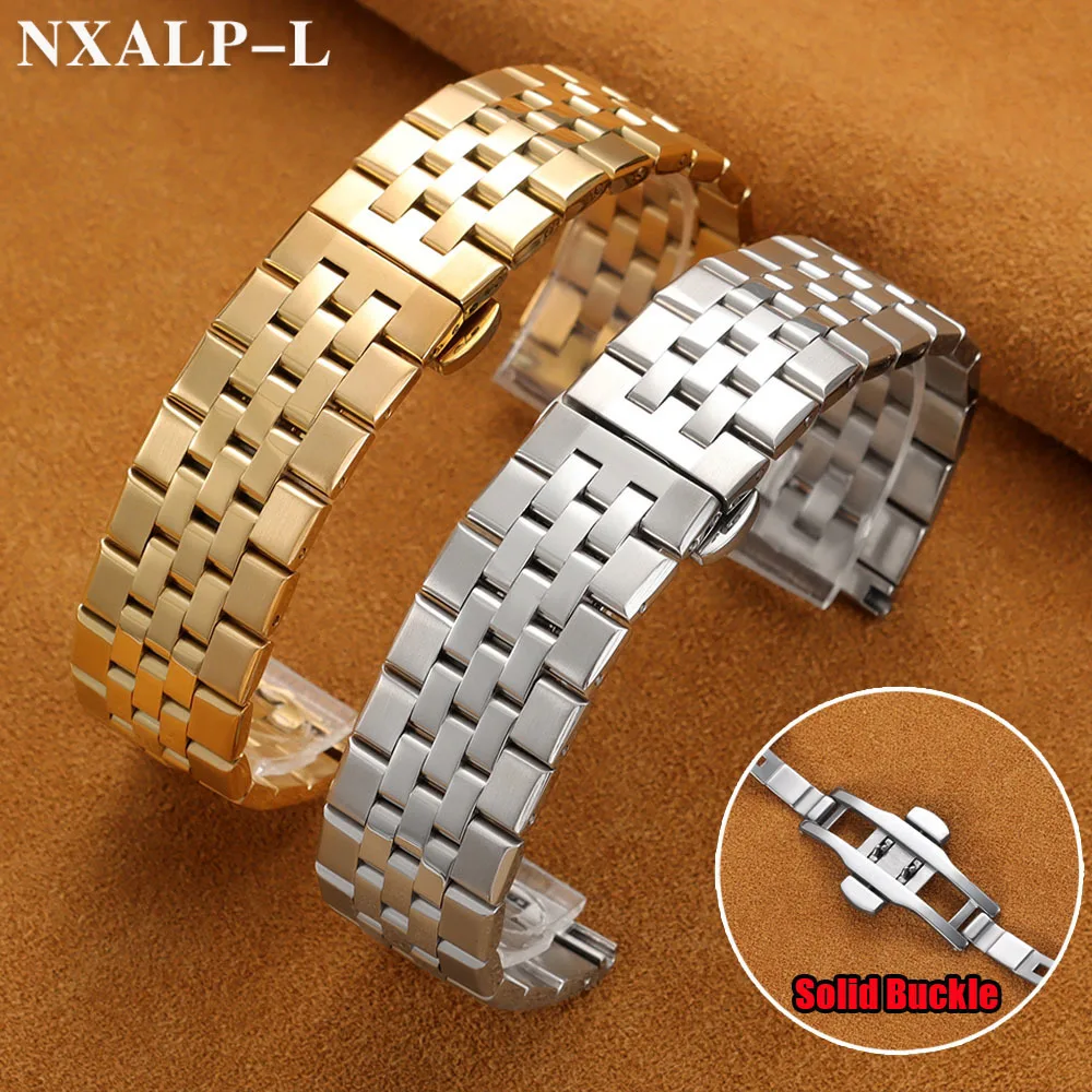 Edelstahl-Uhrenarmband für Tissot für Rolex für Seiko-Armband, Gürtel, Schmetterlingsschnalle, massives Metall, Herren- und Damenarmband, 20 mm, 22 mm