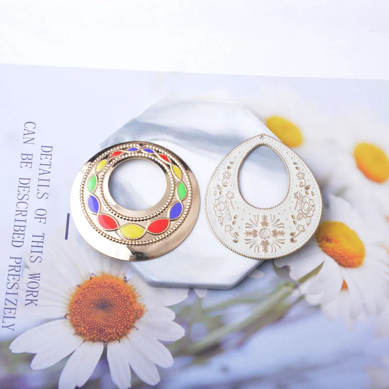 6 Stück/Set Große Runde Eisenanhänger Boho Statement-Ohrringe Anhänger DIY Damen-Schmuckzubehör – Detail 5
