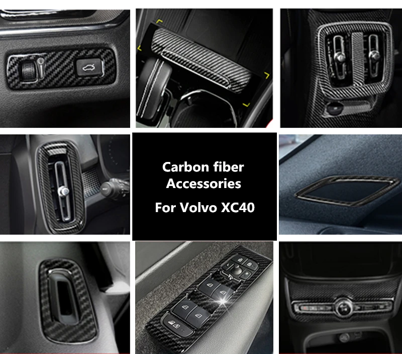 Accessories For Volvo XC40 2017-2020 Carbon fiber Drawing Whole Interior Accessoires ABS Decoration Cover Trim