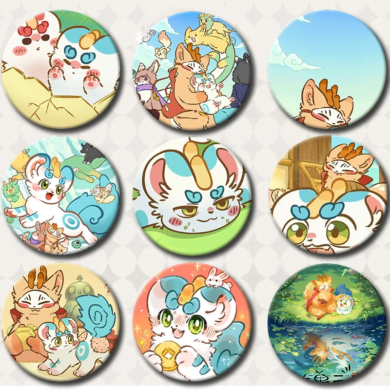 58mm Anime Fabulous Beasts Brooch Pins Fashion Jewelry Accessories Cartoon Cosplay Badge for Clothes Backpack Decoration Gifts
