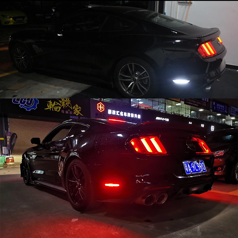 Smoked/Clear/Red Lens White/Red LED Car Rear Bumper Side Marker Turn Signal Lights Fender Flare Lights For 2015-up Ford Mustang