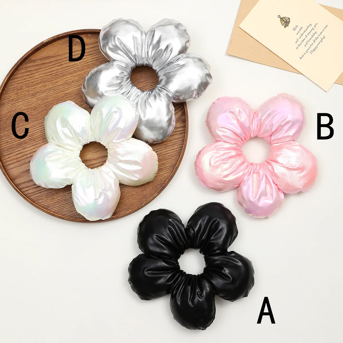 2025 New Arrival Luxury Padded 3D Flower Scrunchies – Sweet Elegant Bun Hair Ties for Trendy Looks