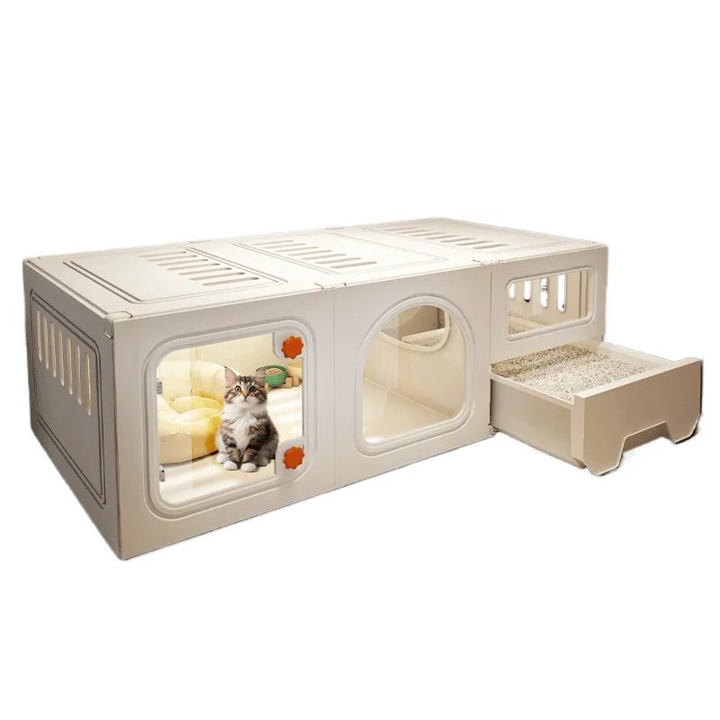 

It does not occupy a cat cage, with a toilet, one bedroom, one living room and one bathroom. Cat villa