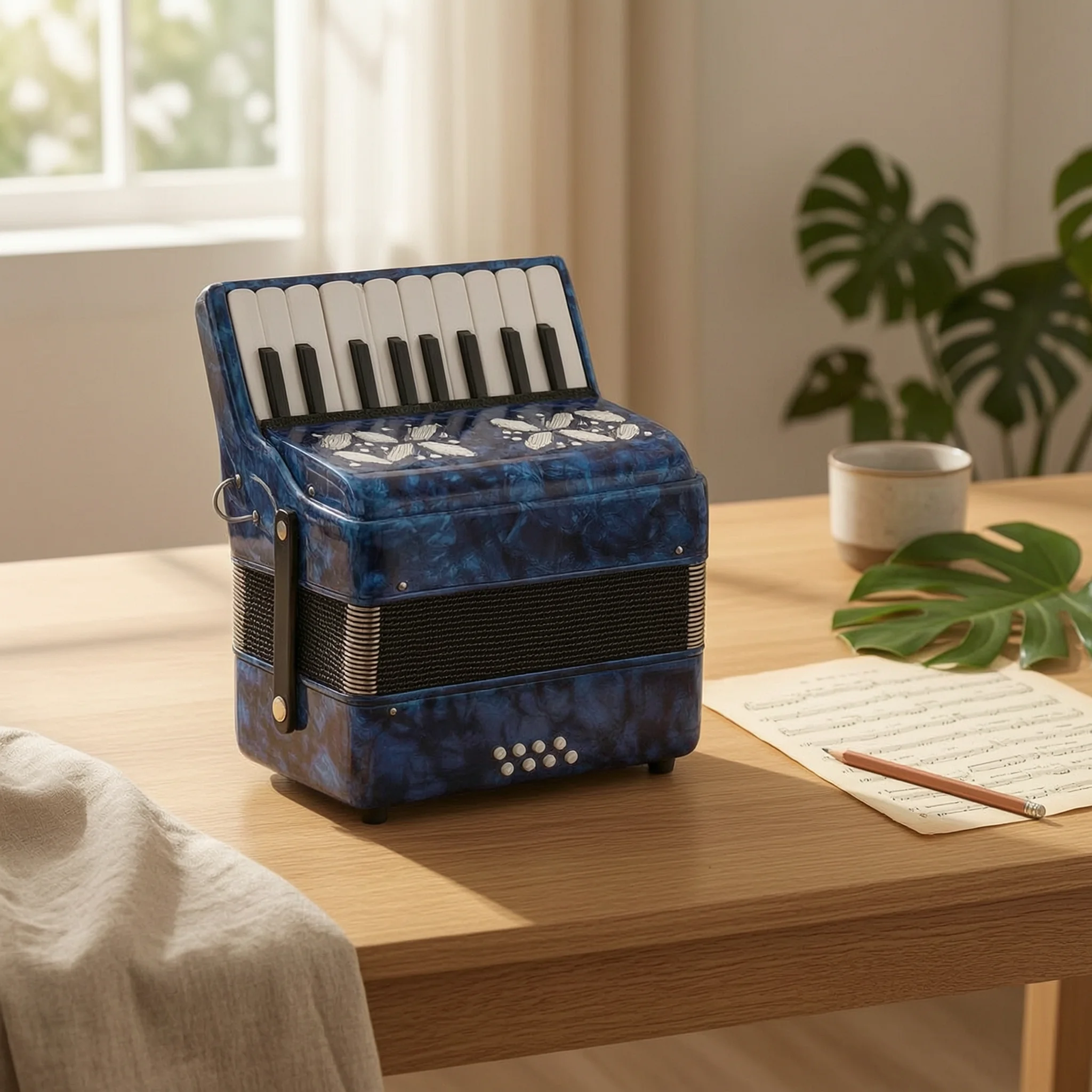 Piano Accordion Beginner-Friendly Accordion with Bag Instrumento Musical Lightweight Instrument Celluloid for Beginners
