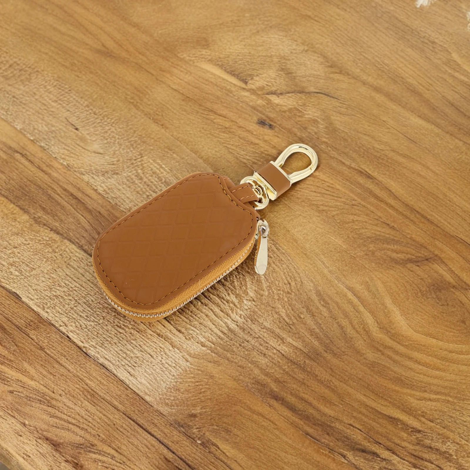 

Case Universal Durable Wear Resistant Brown Car Bag Pouch Holder Organizer Zipper Fob Guard Metal Car Key Cover Luxury Key