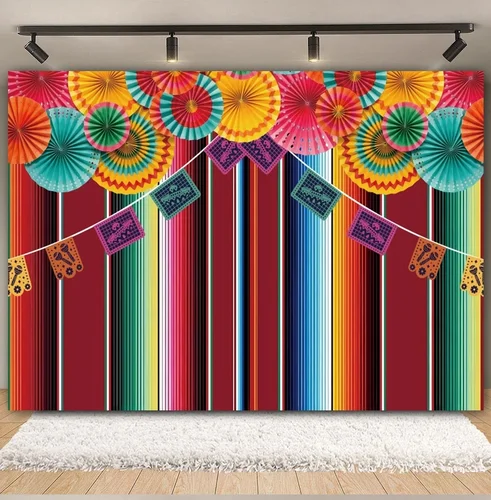 Imagen 2 del producto Fondo De Fiesta mexicana para fiesta, flor colorida, Festival De Carnaval De Cinco De Mayo, decoración De fondo para fotografía De boda y cumpleaños para niños