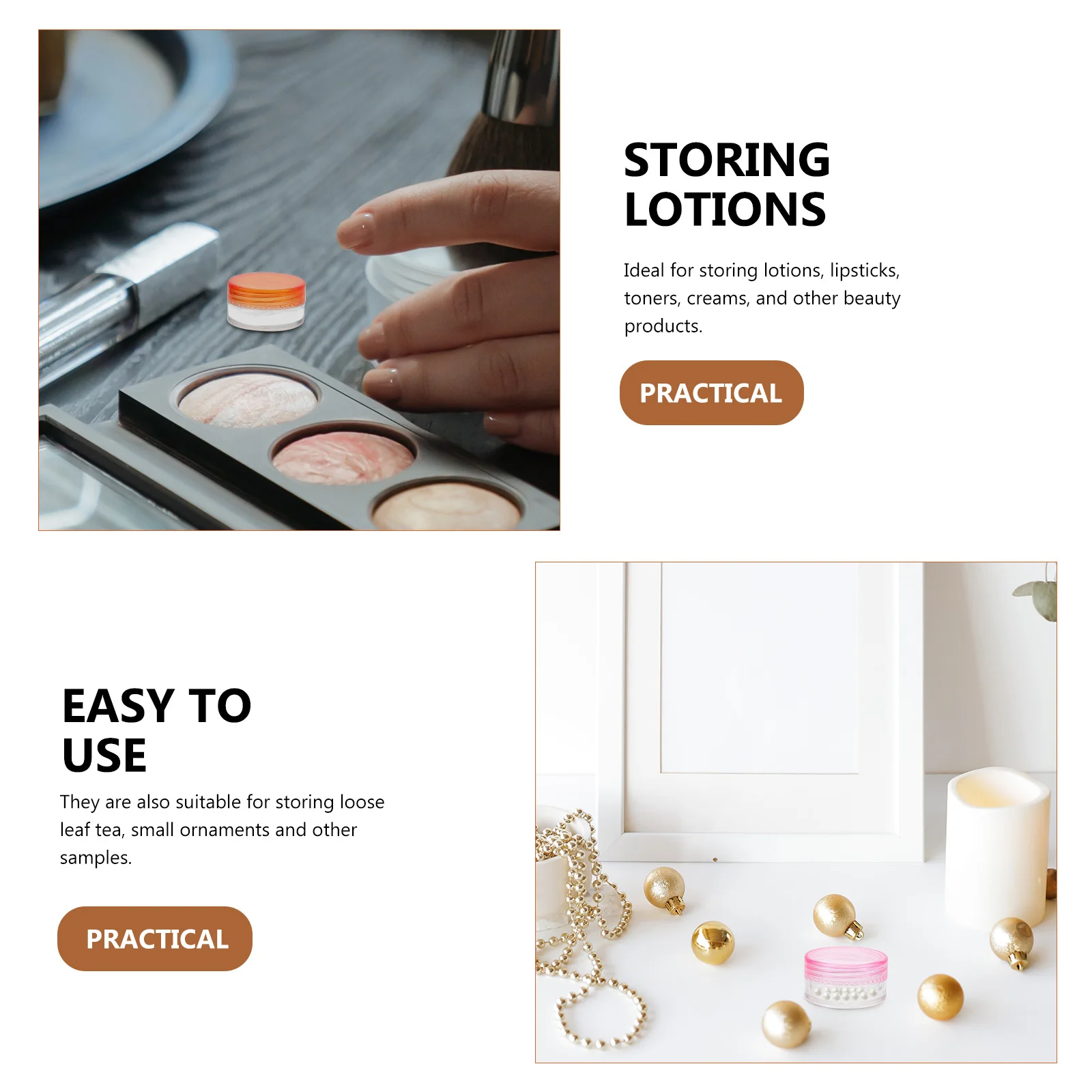 

100Pcs Cream Boxes Travel Portable Reusable Face Cream Storage Jars Leakproof Wide-Mouth Lotion Bottles Sample Containers