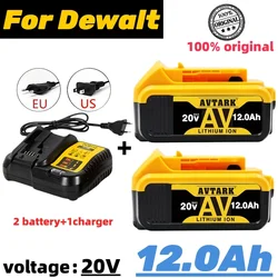 NEW Upgrade to 20V/12000mAh DCB200 Lithium Battery for Dewalt 18V MAX High-capacity replaceable battery with EU/US charger