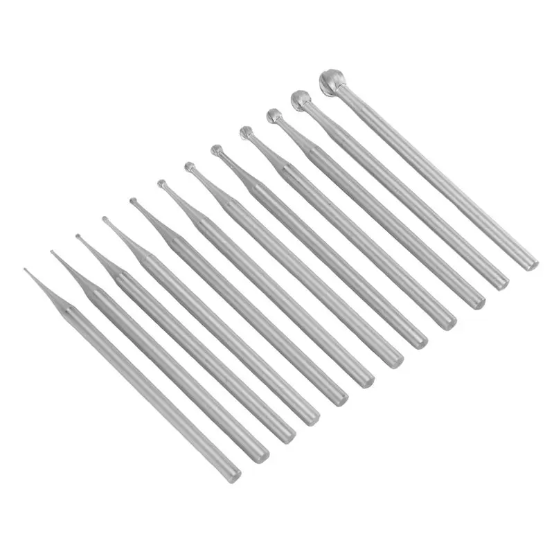 A93Z 12Pcs Round Shape Ball Burr Set - 3/32Inch Shank Jewelry Making Burs Round Ball Shape Engraving Bits