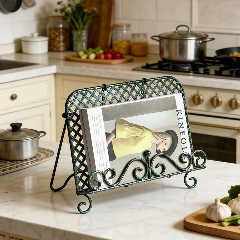 European Wrought Iron Desktop Recipe Reading Stand A La Carte Billboard Prompts Vertical Pressing Bookshelf