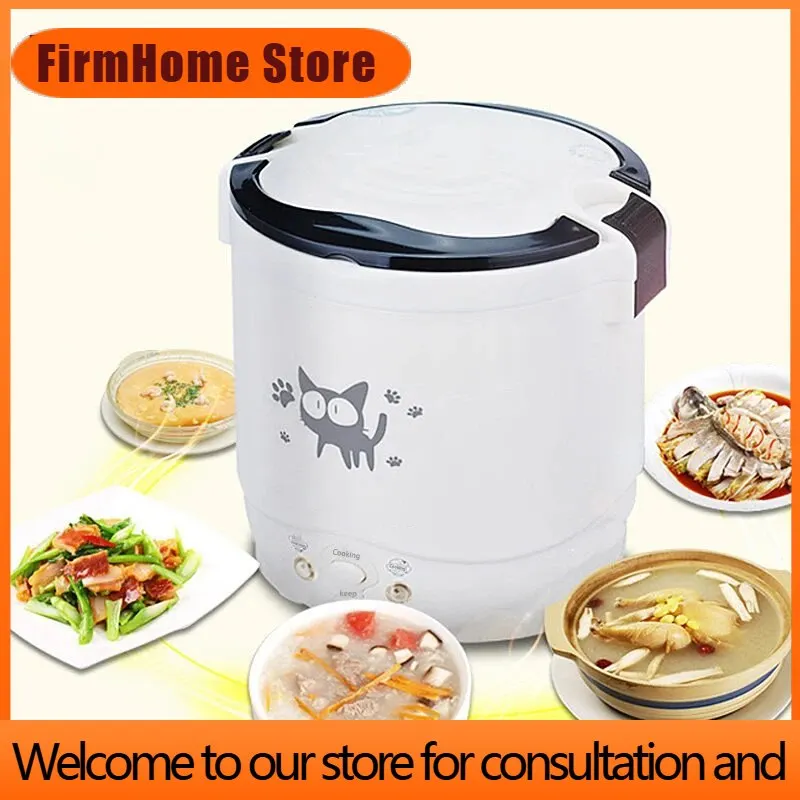 FirmHome StoreElectric Mini Rice Cooker Portable MultiCooker Household Rice Cookers 12V 24V 220V Pot Cooking Machine Pans For Ca